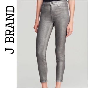 J Brand Skinny Midnight Metal Silver Jeans 24 NWT